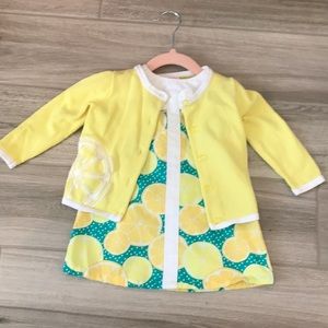 Gymboree lemon dress and matching cardigan sweater